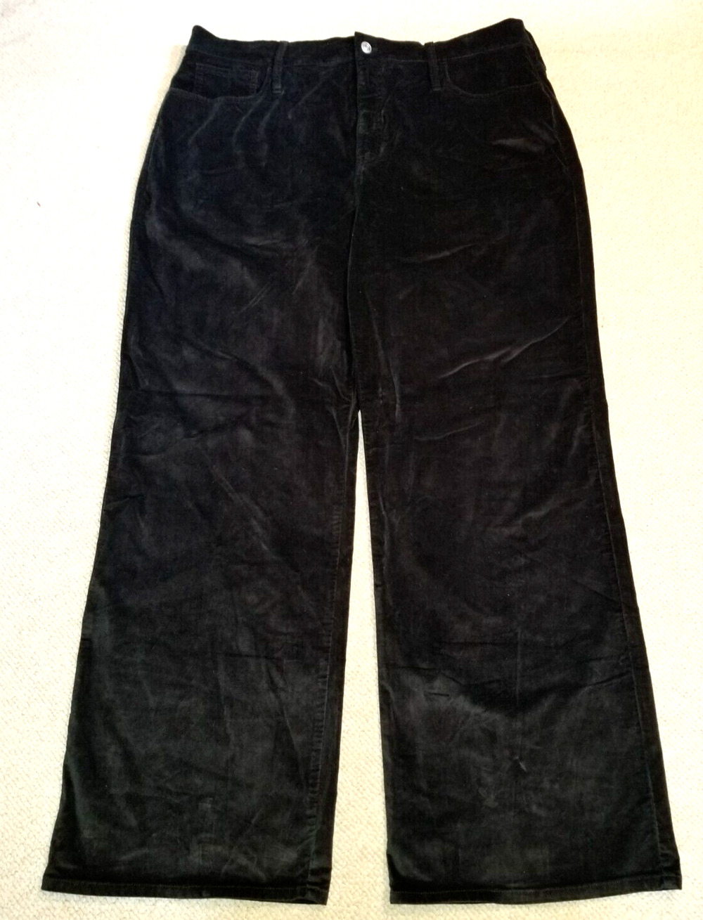 NWT Womens Pants-J.CREW-black "Full-Length Slim Wide Leg in Stretch Velvet"-35